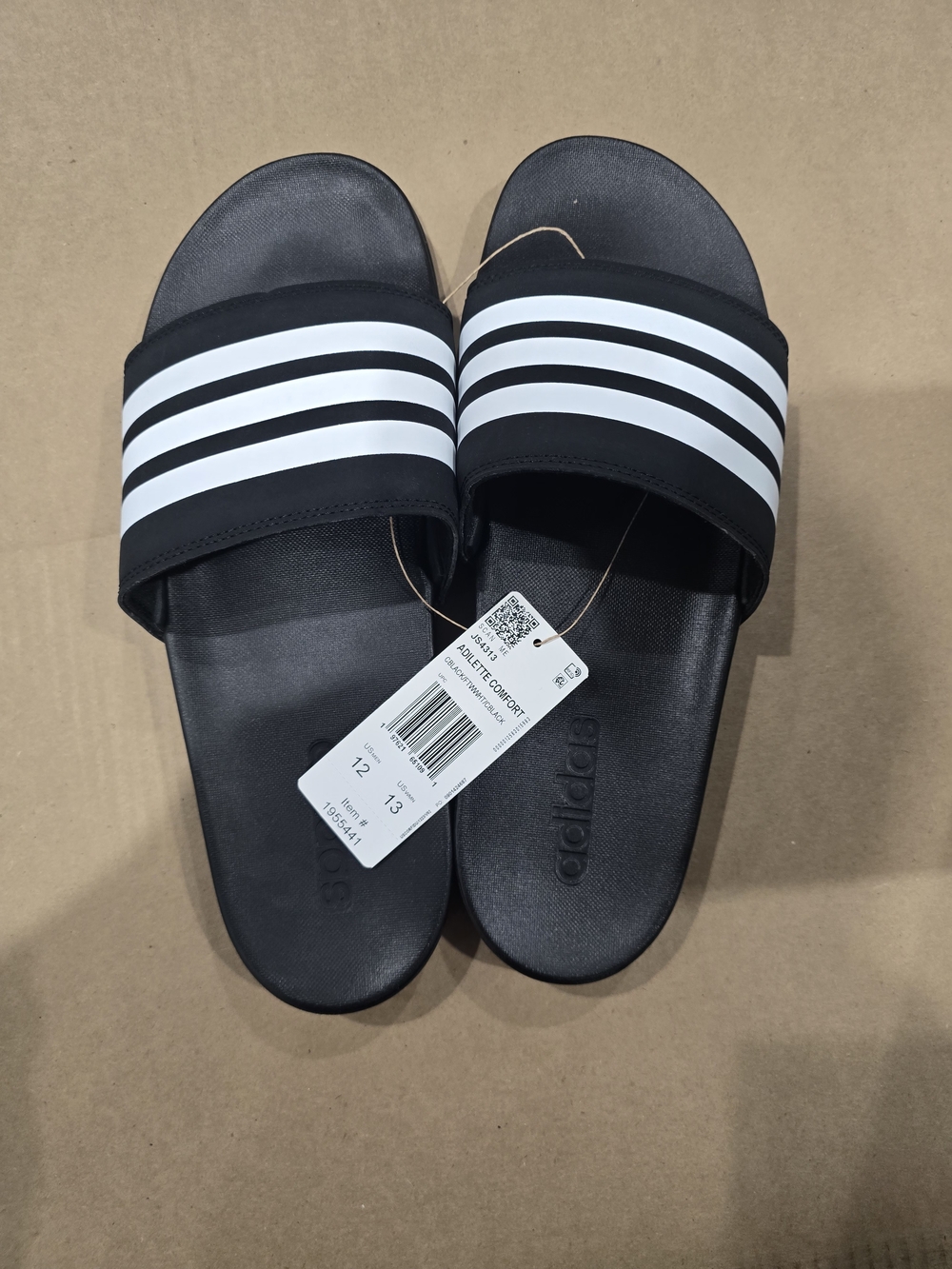 adidas Black and White Adilette Slide Sandals